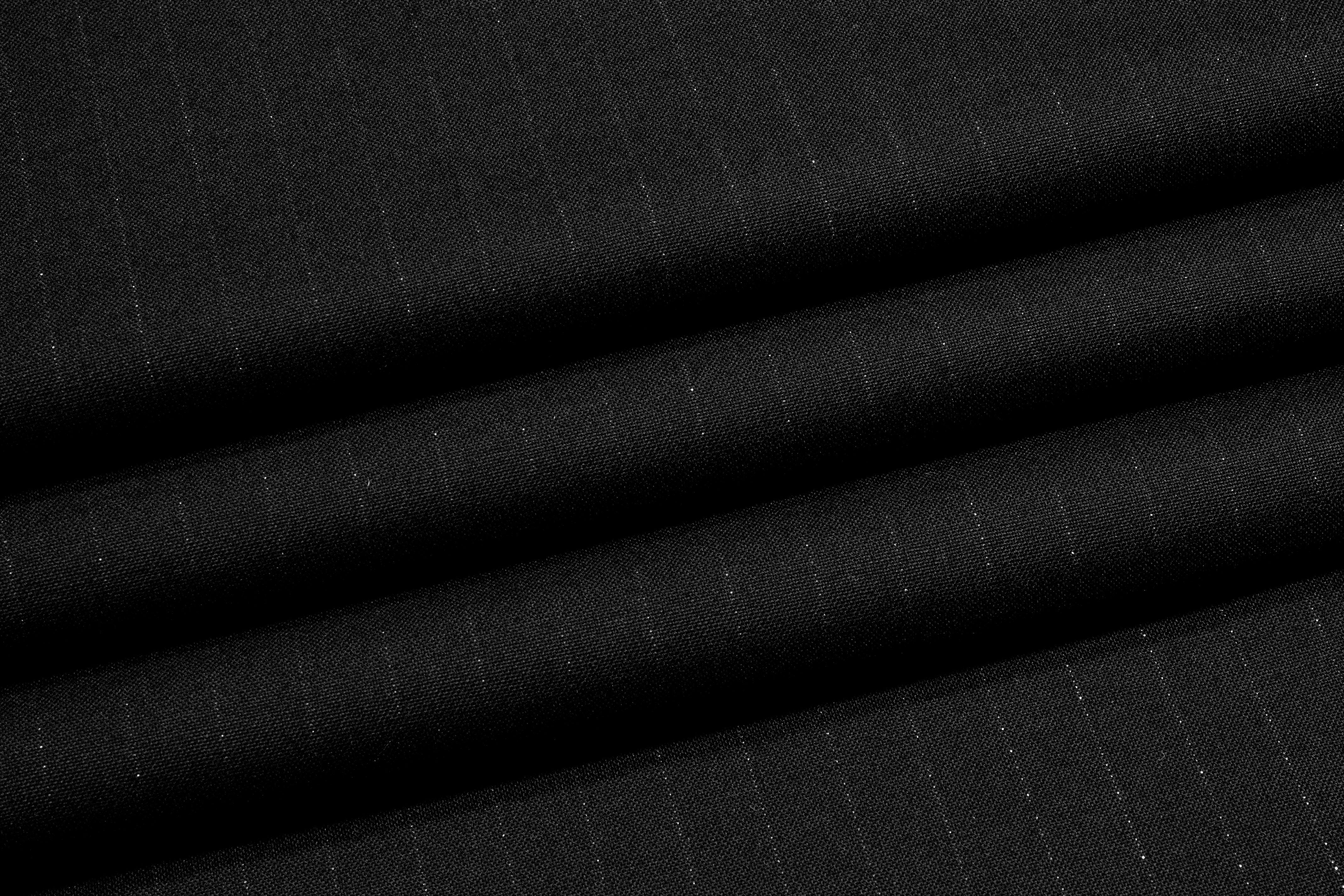 Black Metallic Striped Italian Wool Suiting - Prime Fabrics
