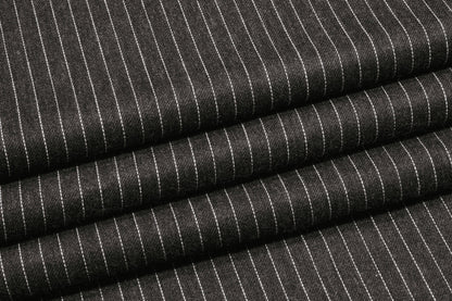Gray and White Pin Stripe Italian Wool Suiting - Prime Fabrics