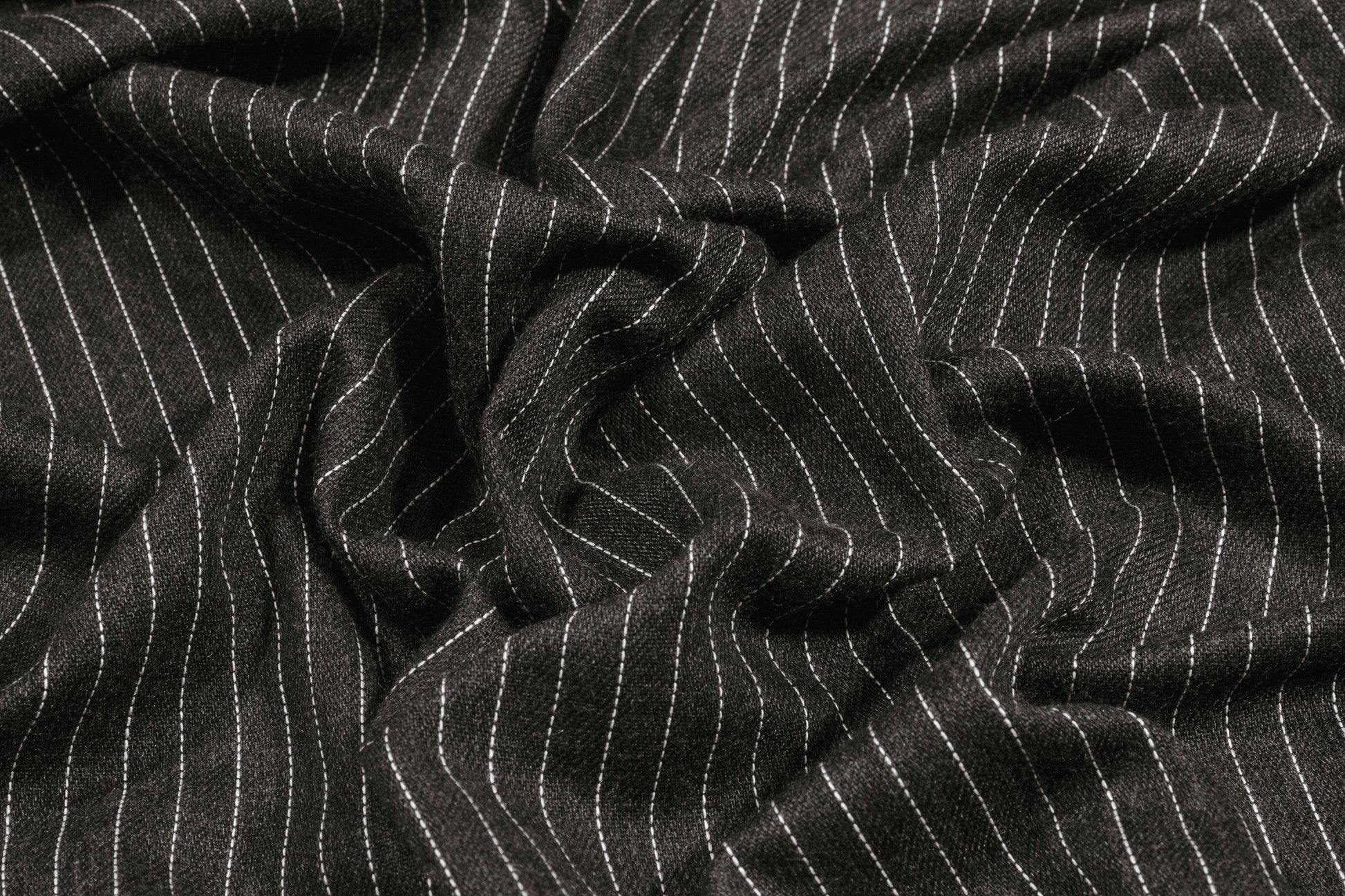 Gray and White Pin Stripe Italian Wool Suiting - Prime Fabrics