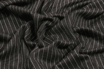 Gray and White Pin Stripe Italian Wool Suiting - Prime Fabrics