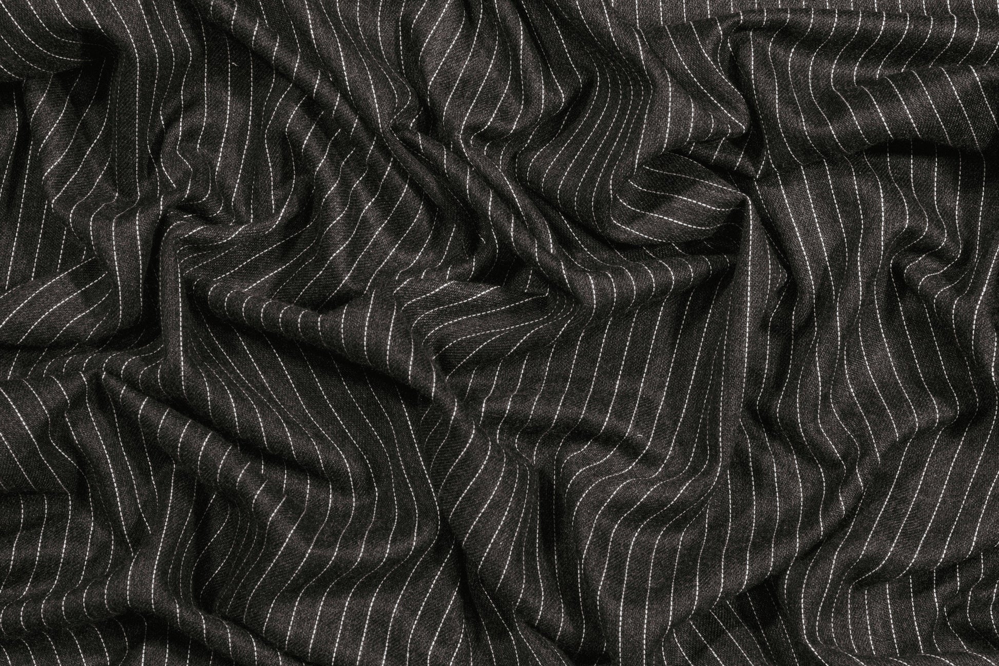 Gray and White Pin Stripe Italian Wool Suiting - Prime Fabrics