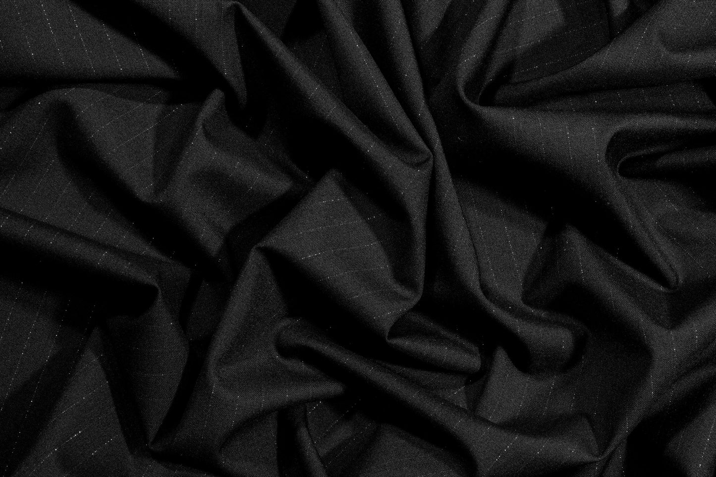 Black Metallic Striped Italian Wool Suiting - Prime Fabrics