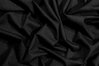 Black Metallic Striped Italian Wool Suiting - Prime Fabrics