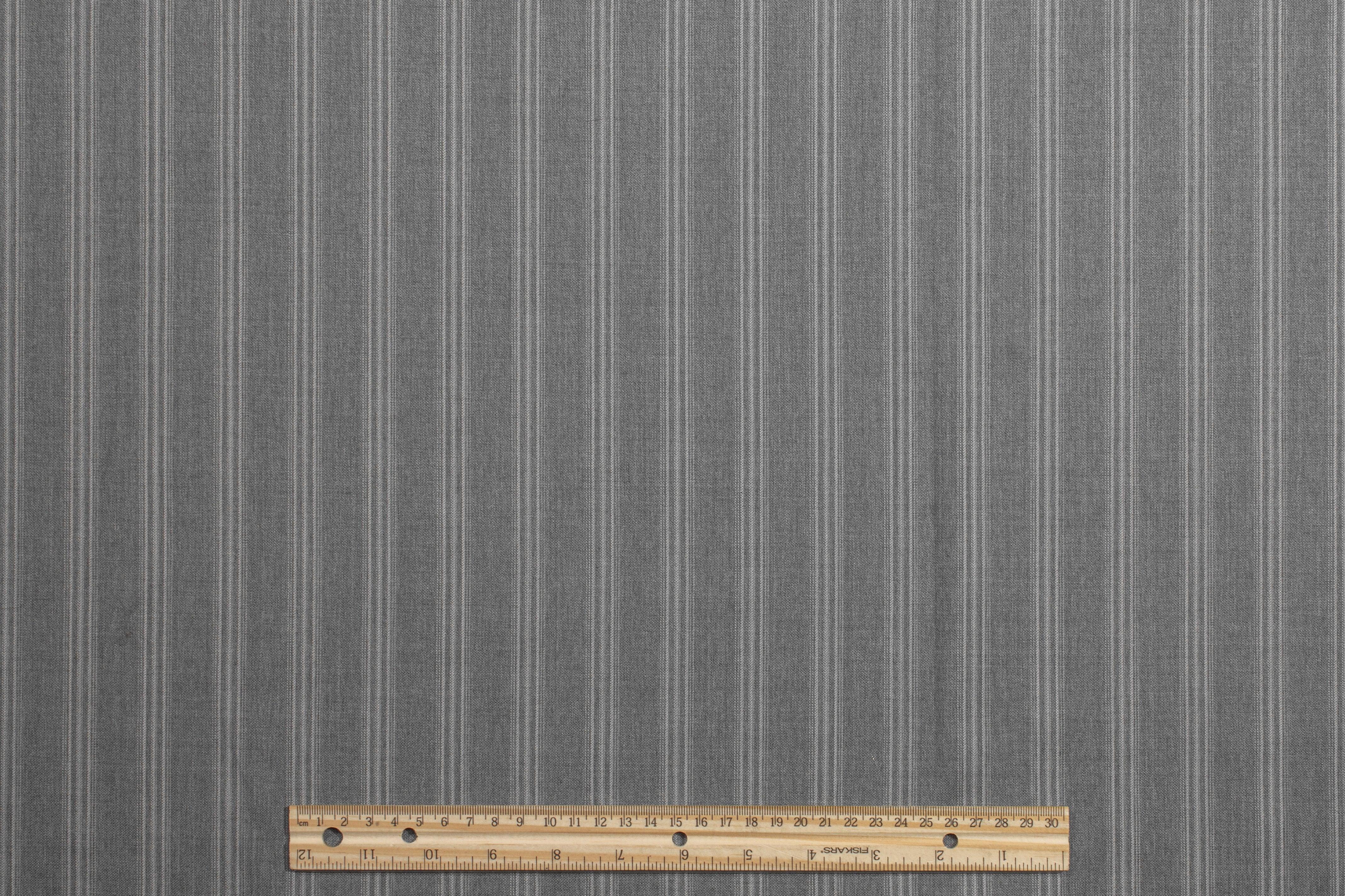 Gray Striped Super 130s Italian Wool Suiting - Prime Fabrics