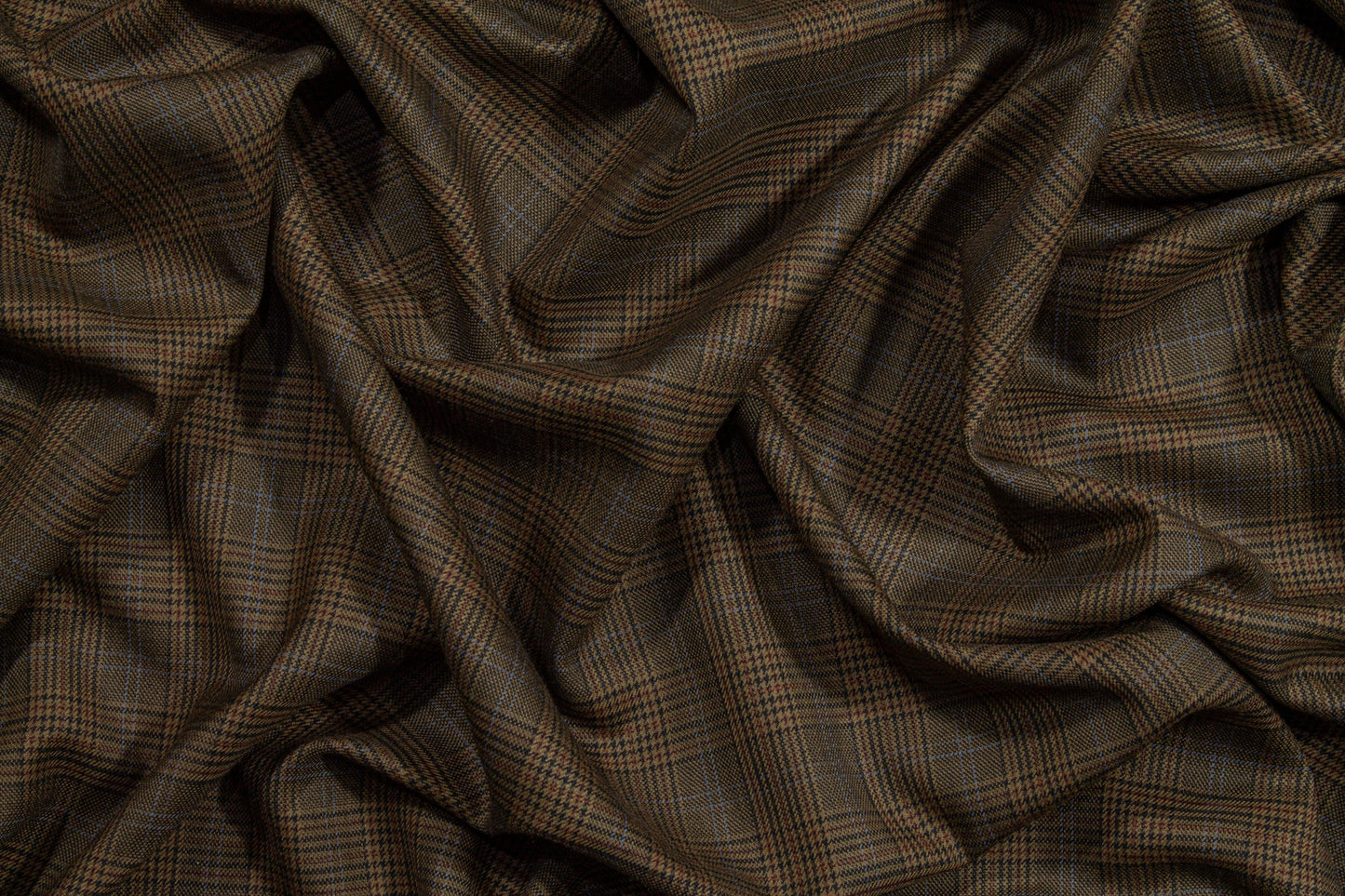 Brown Glen Check Italian Wool Suiting - Prime Fabrics