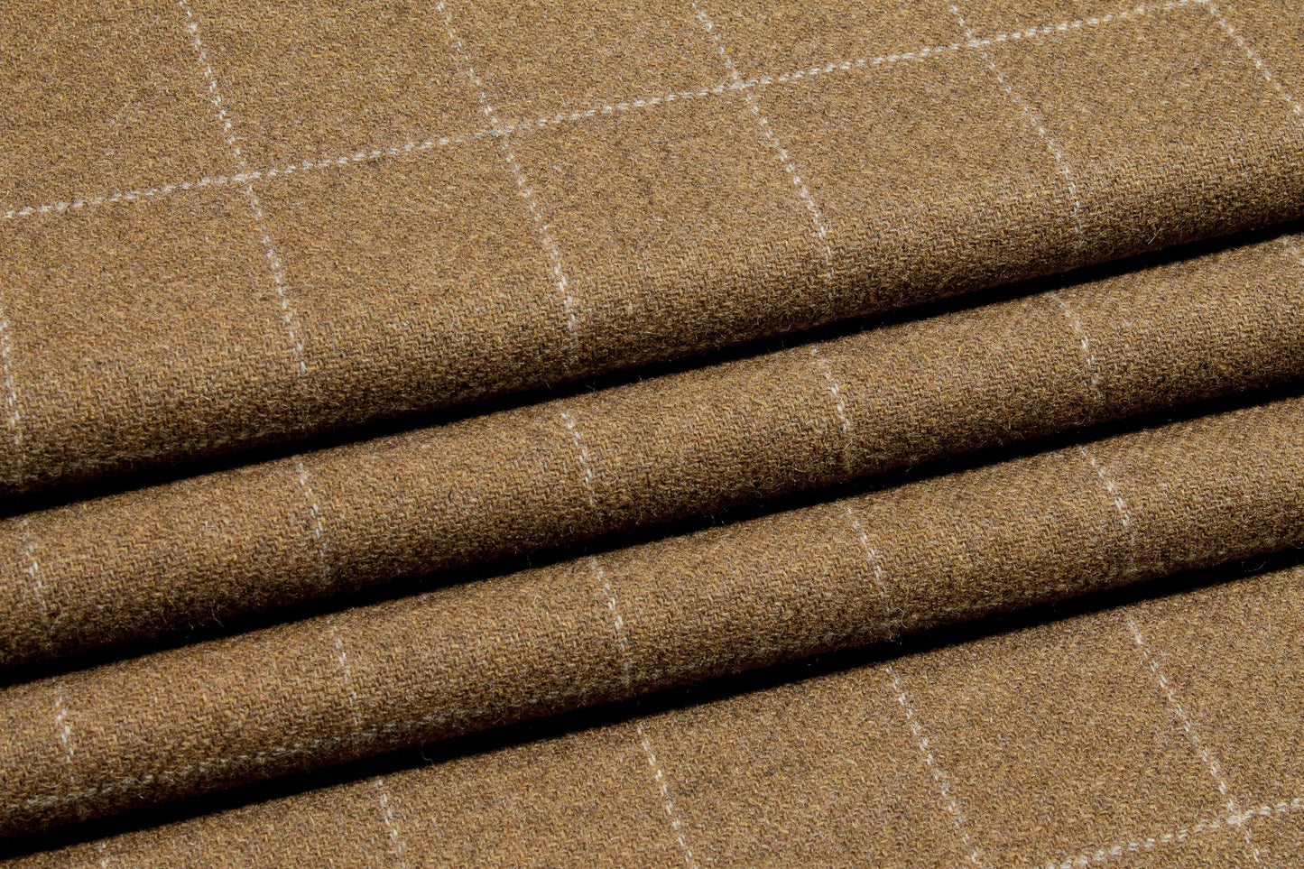 Khaki Windowpane Italian Wool Coating - Prime Fabrics