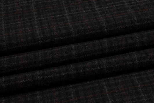 Charcoal Gray Plaid Wool Coating - Prime Fabrics