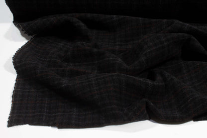 Charcoal Gray Plaid Wool Coating - Prime Fabrics