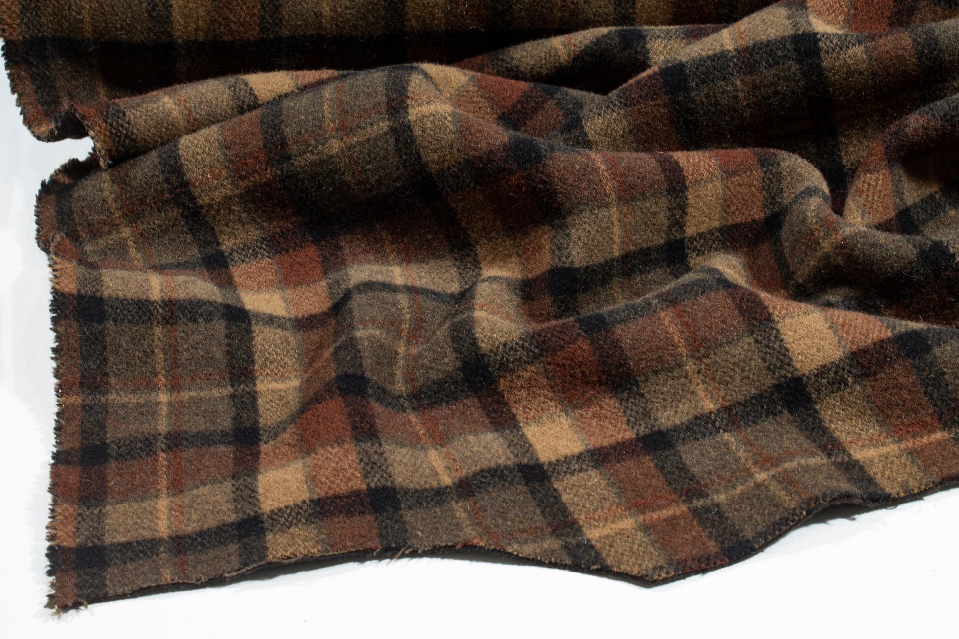 Brown Tone Plaid Italian Wool Coating - Prime Fabrics