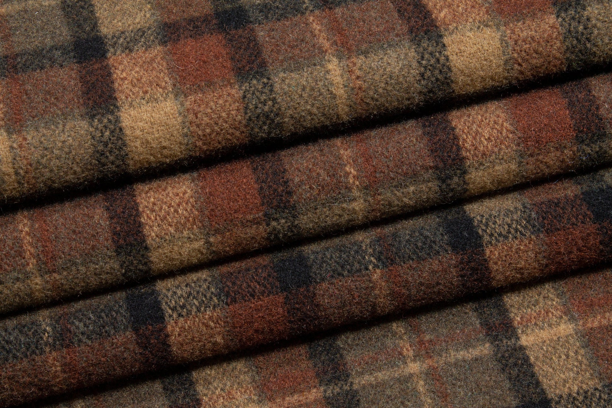 Brown Tone Plaid Italian Wool Coating - Prime Fabrics