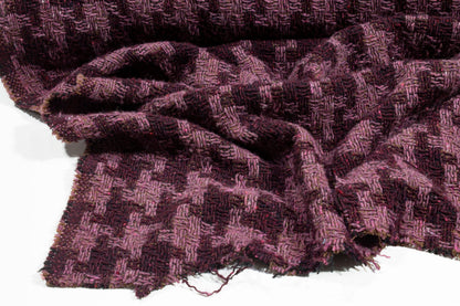Purple Houndstooth Wool and Rayon Tweed Coating - Prime Fabrics