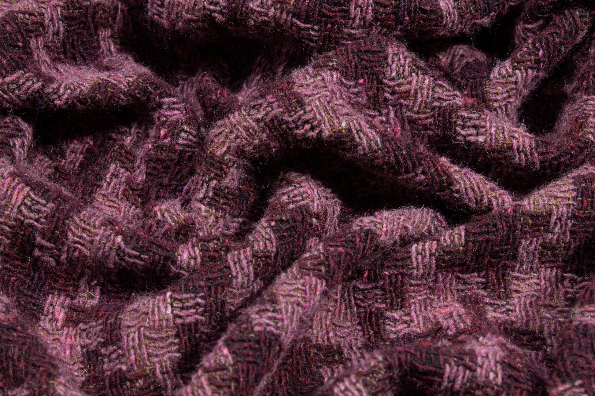 Purple Houndstooth Wool and Rayon Tweed Coating - Prime Fabrics