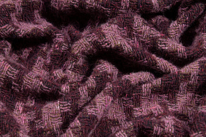 Purple Houndstooth Wool and Rayon Tweed Coating - Prime Fabrics