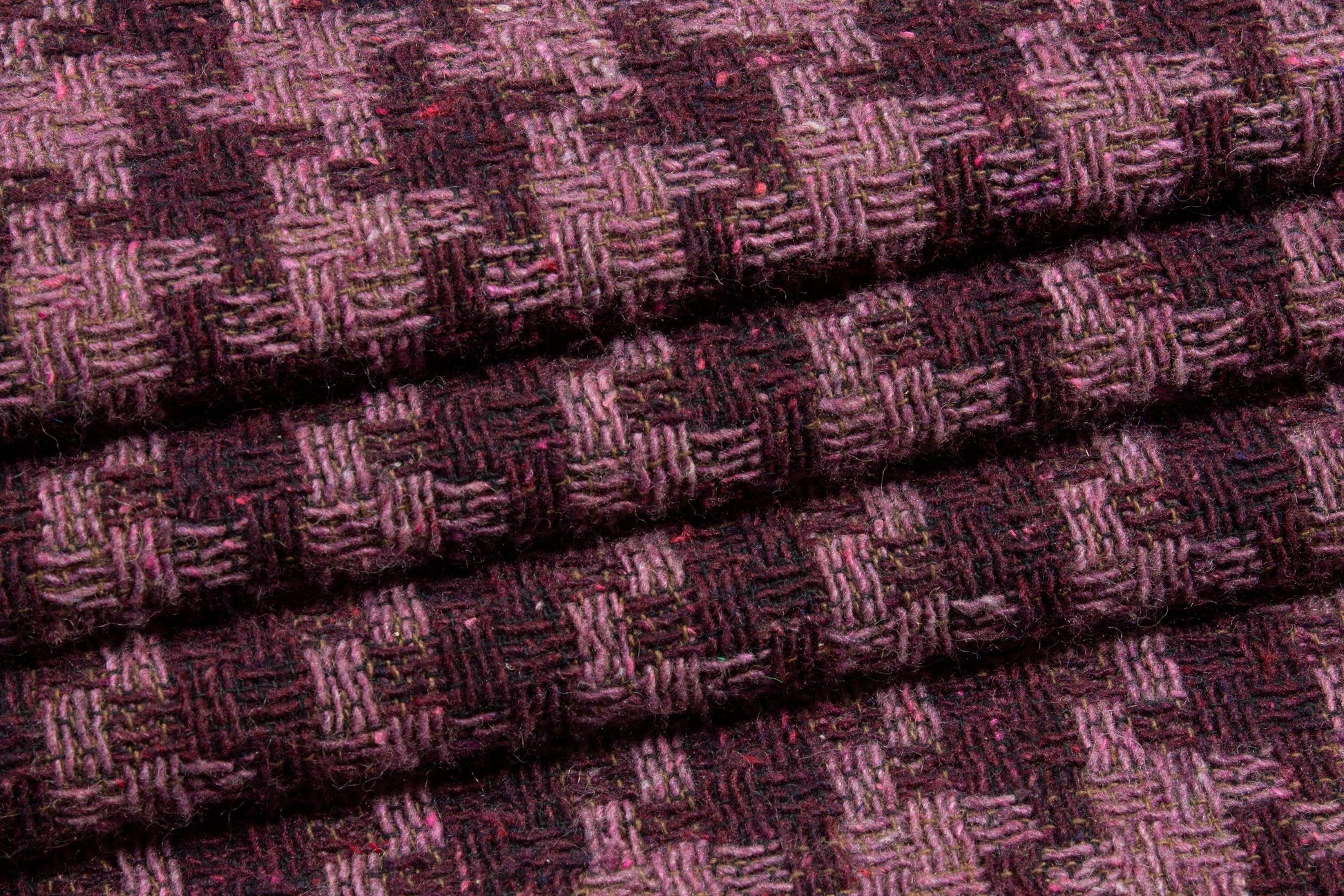 Purple Houndstooth Wool and Rayon Tweed Coating - Prime Fabrics