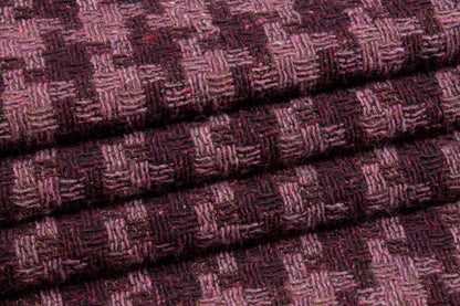 Purple Houndstooth Wool and Rayon Tweed Coating - Prime Fabrics