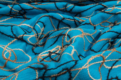 Turquoise Embroidered Wool Coating - Prime Fabrics