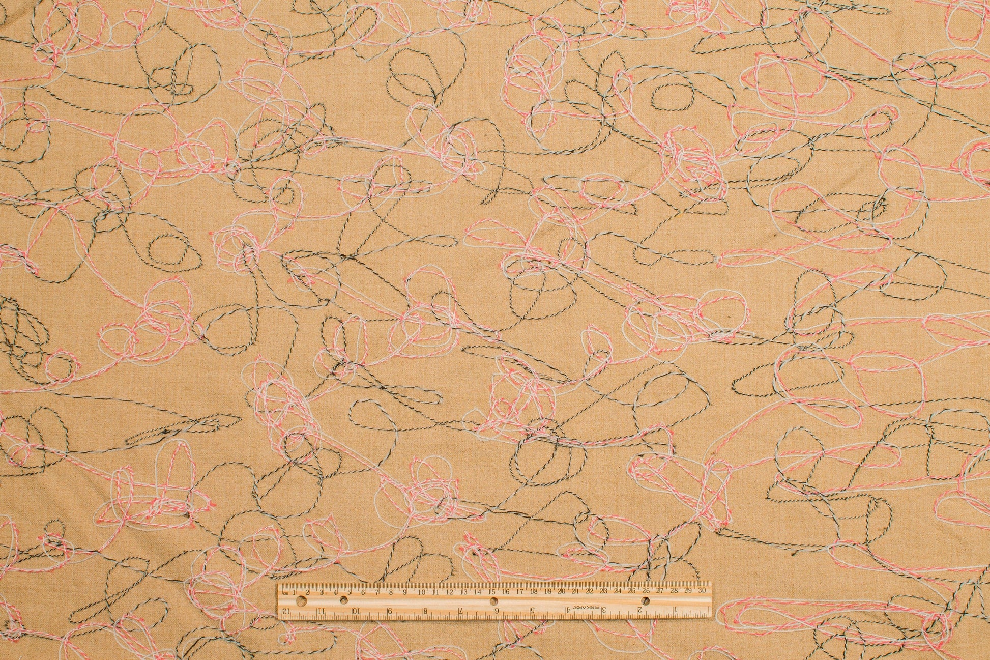 Khaki Embroidered Wool and Viscose Blend - Prime Fabrics