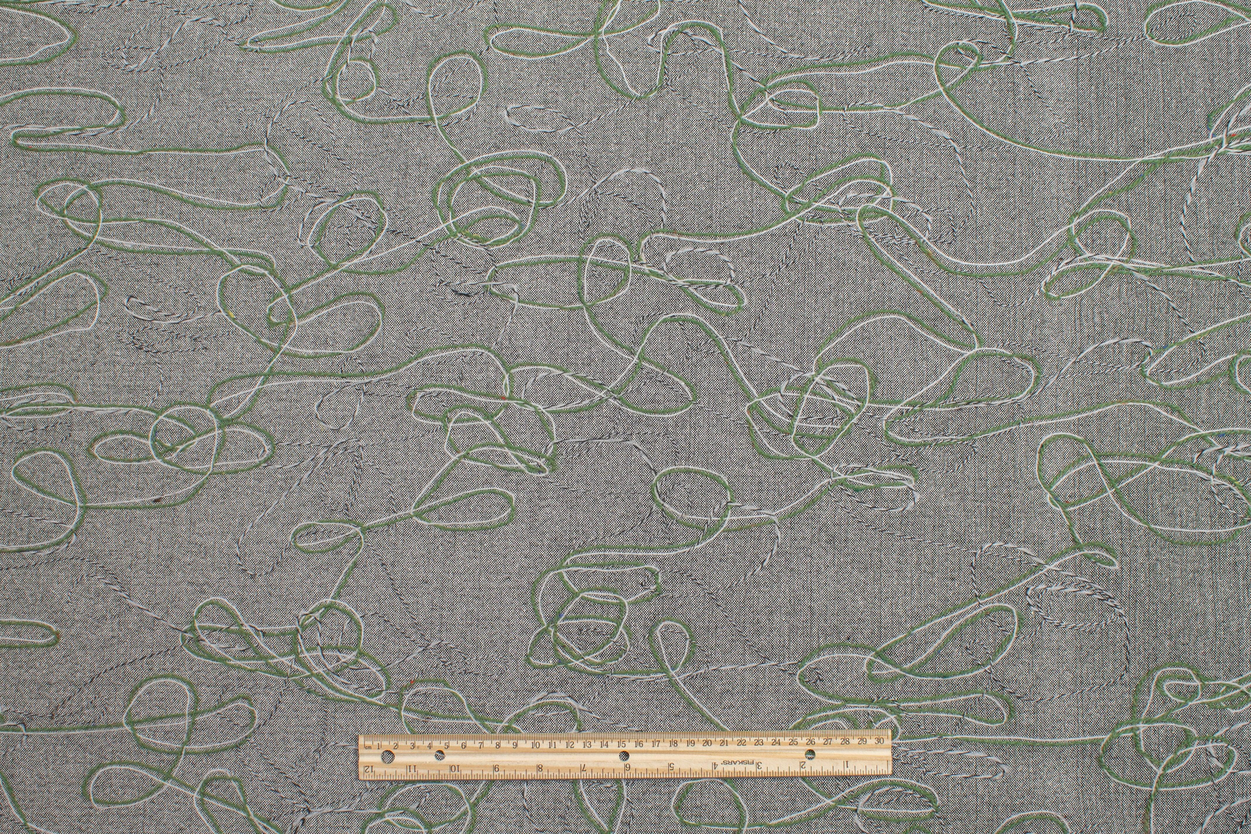 Gray Embroidered Polyester Wool Blend - Prime Fabrics
