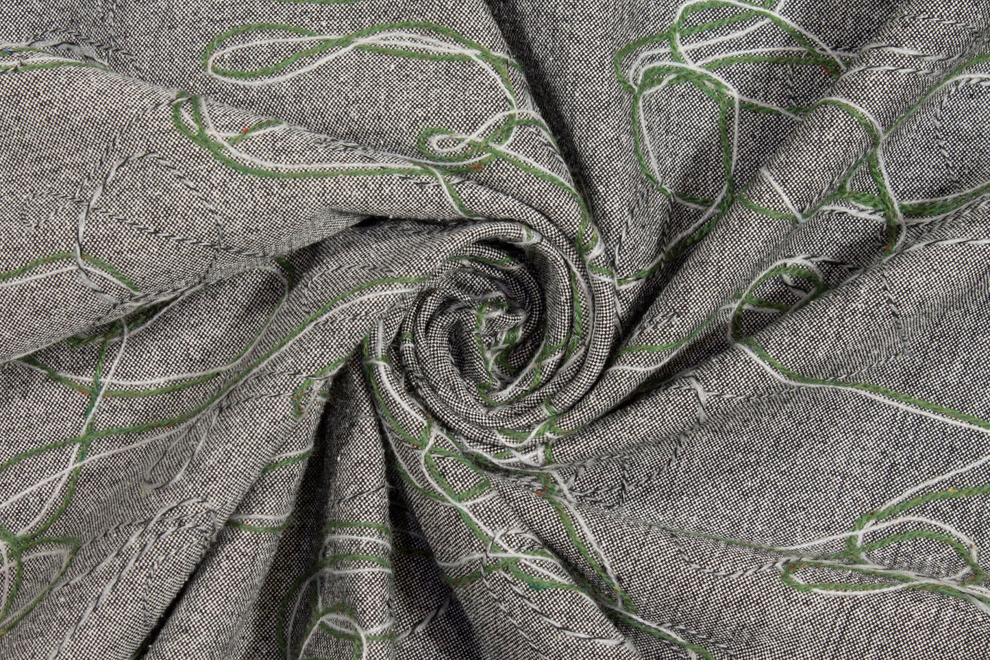 Gray Embroidered Polyester Wool Blend - Prime Fabrics