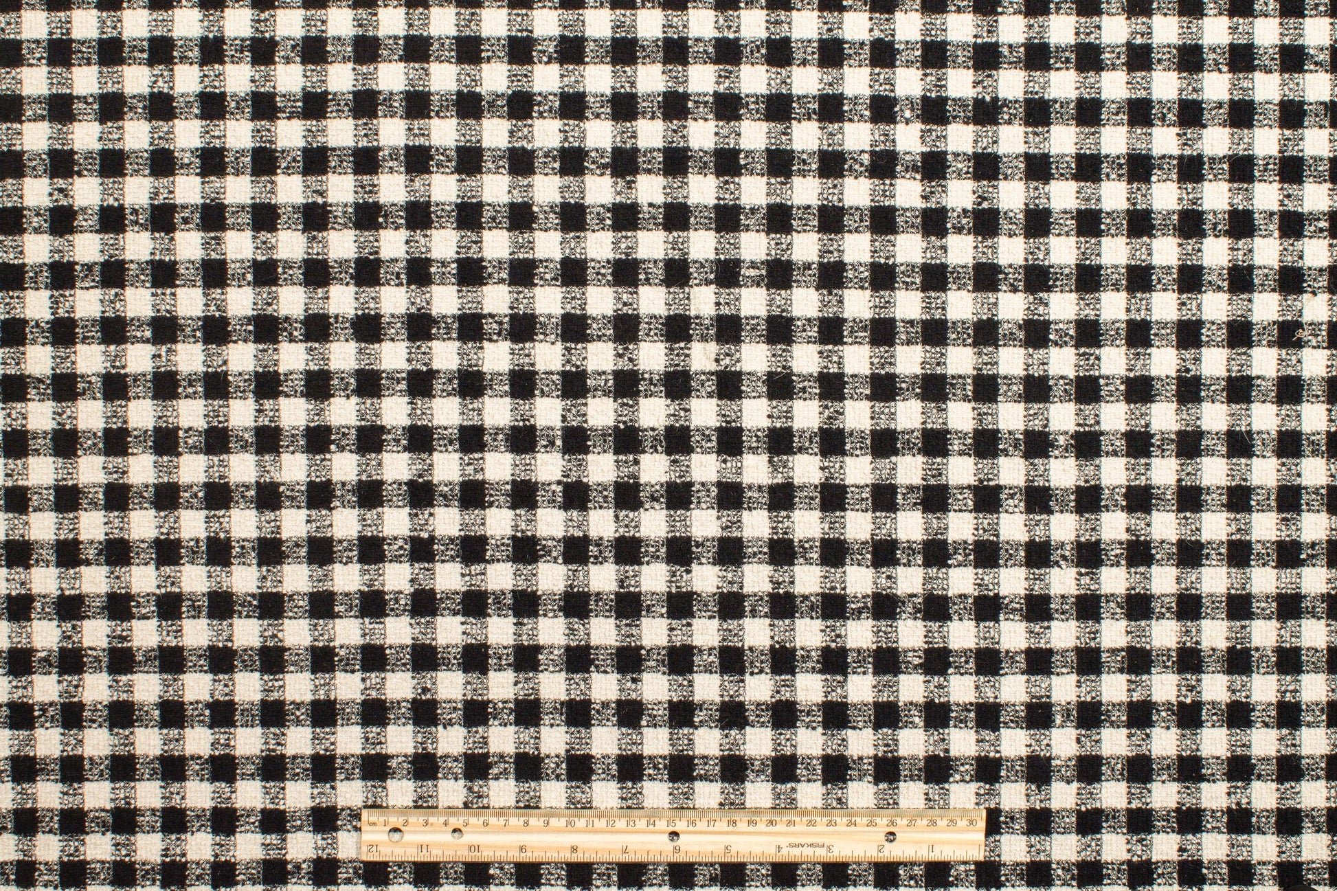 Black and Off White Checked Wool Tweed - Prime Fabrics