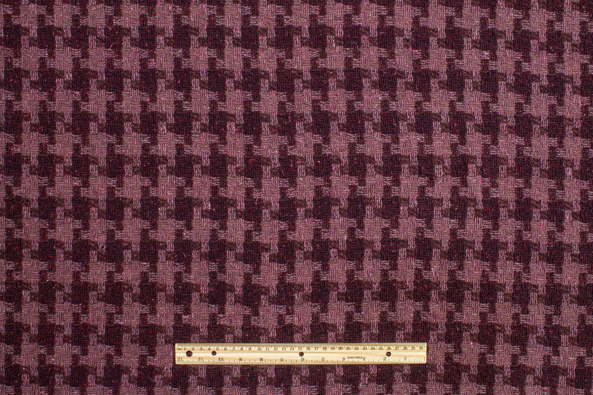 Purple Houndstooth Wool and Rayon Tweed Coating - Prime Fabrics
