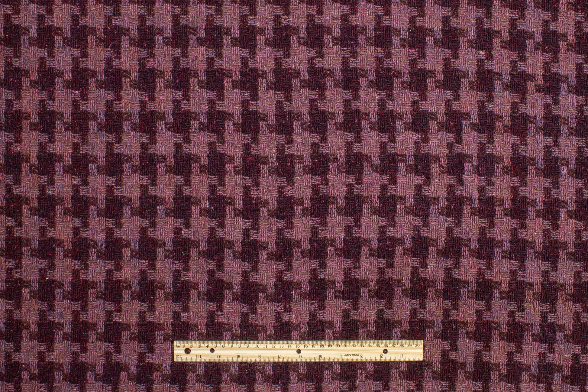 Purple Houndstooth Wool and Rayon Tweed Coating - Prime Fabrics