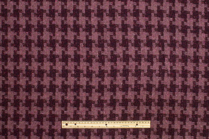 Purple Houndstooth Wool and Rayon Tweed Coating - Prime Fabrics