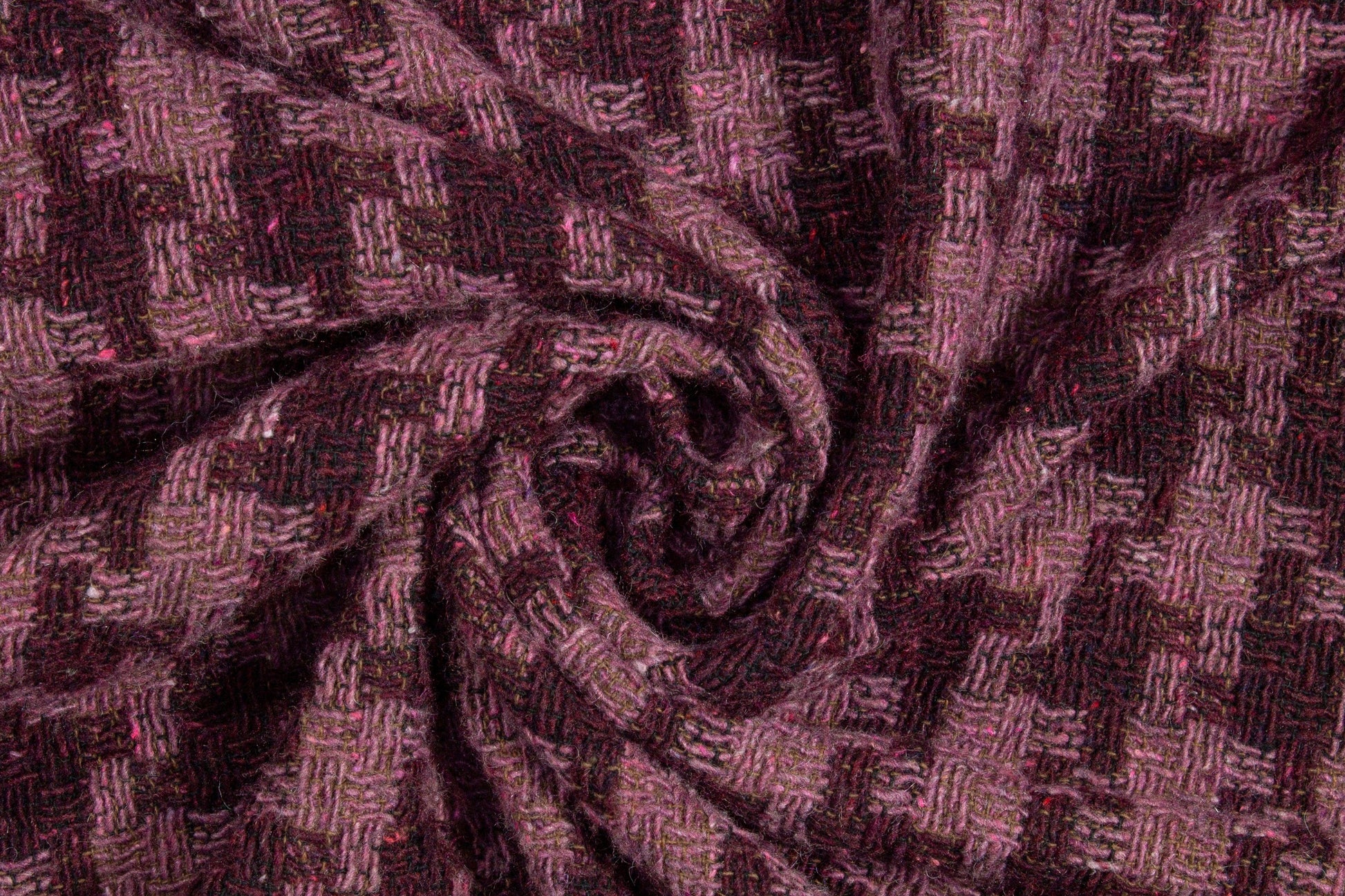 Purple Houndstooth Wool and Rayon Tweed Coating - Prime Fabrics