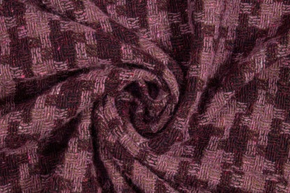 Purple Houndstooth Wool and Rayon Tweed Coating - Prime Fabrics