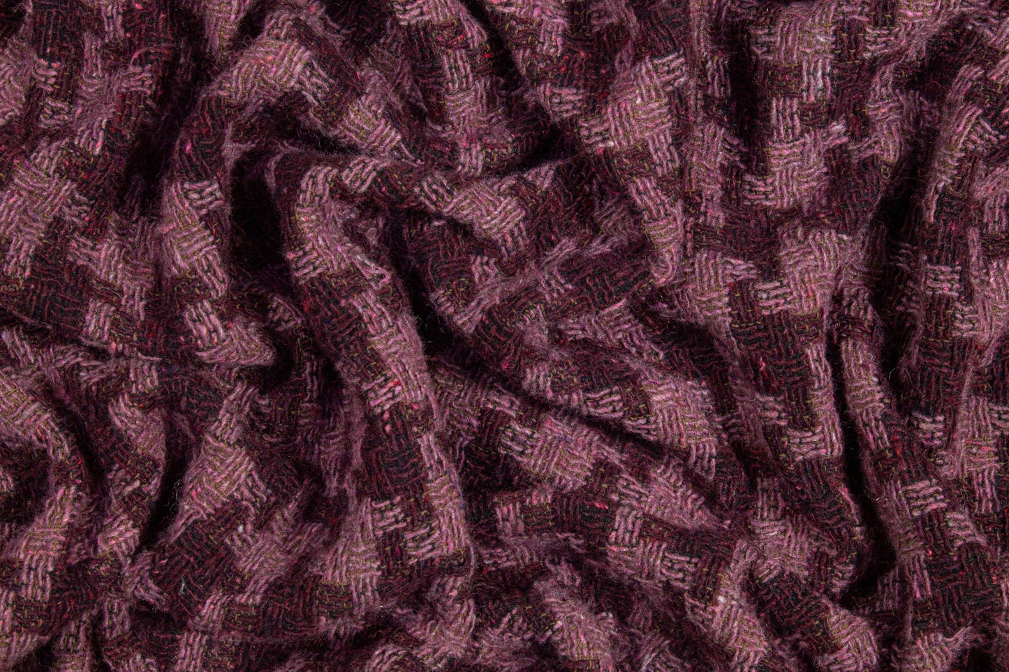 Purple Houndstooth Wool and Rayon Tweed Coating - Prime Fabrics