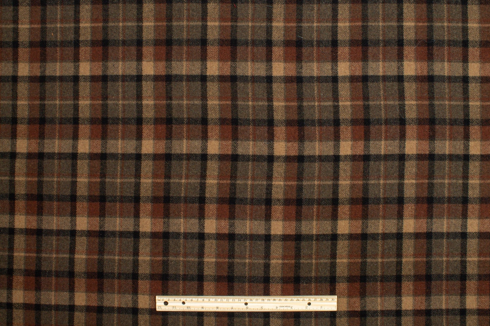 Brown Tone Plaid Italian Wool Coating - Prime Fabrics
