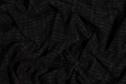 Charcoal Gray Plaid Wool Coating - Prime Fabrics