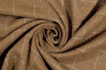 Khaki Windowpane Italian Wool Coating - Prime Fabrics