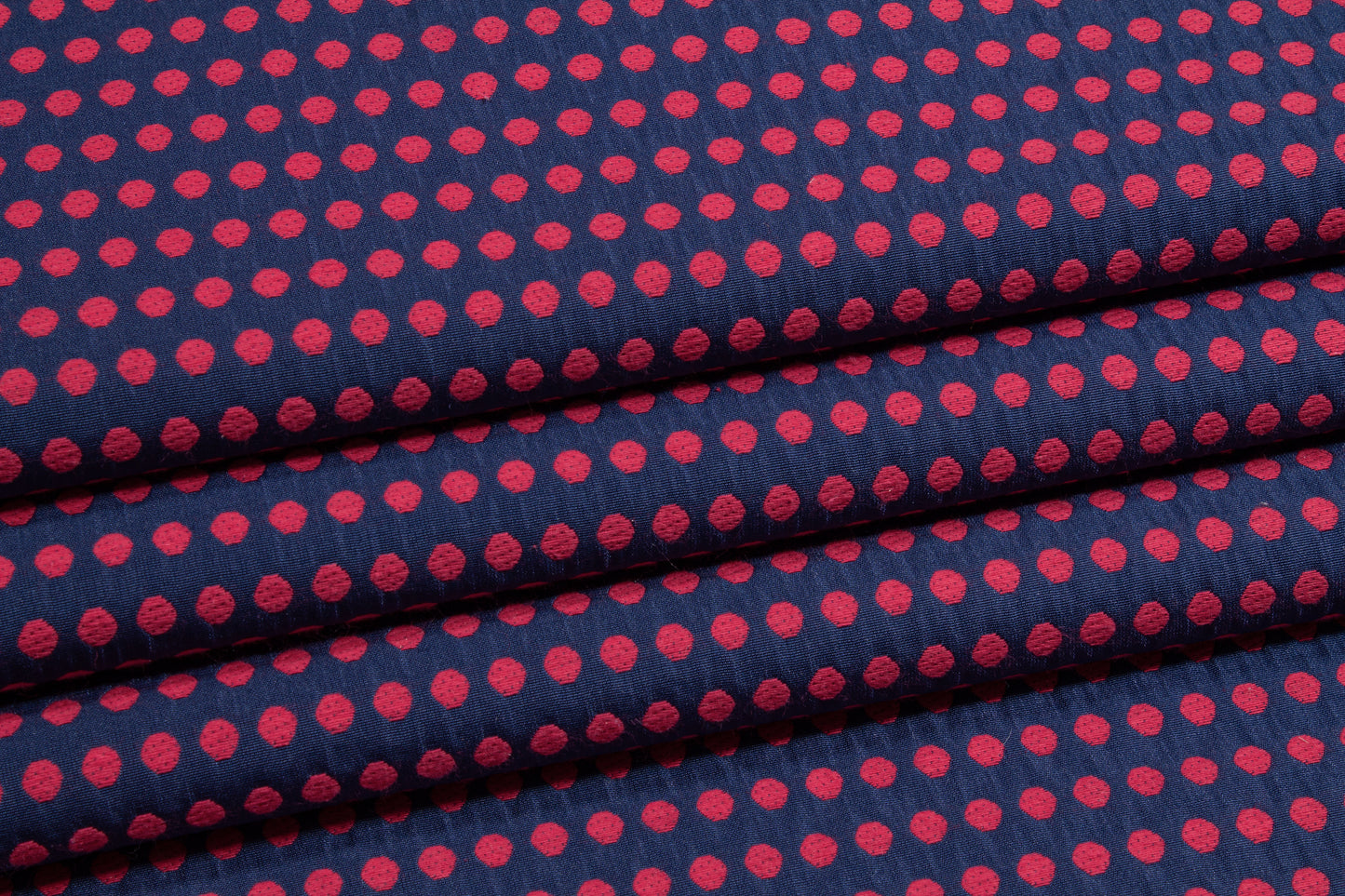 Dotted Brocade - Raspberry Red and Navy Blue