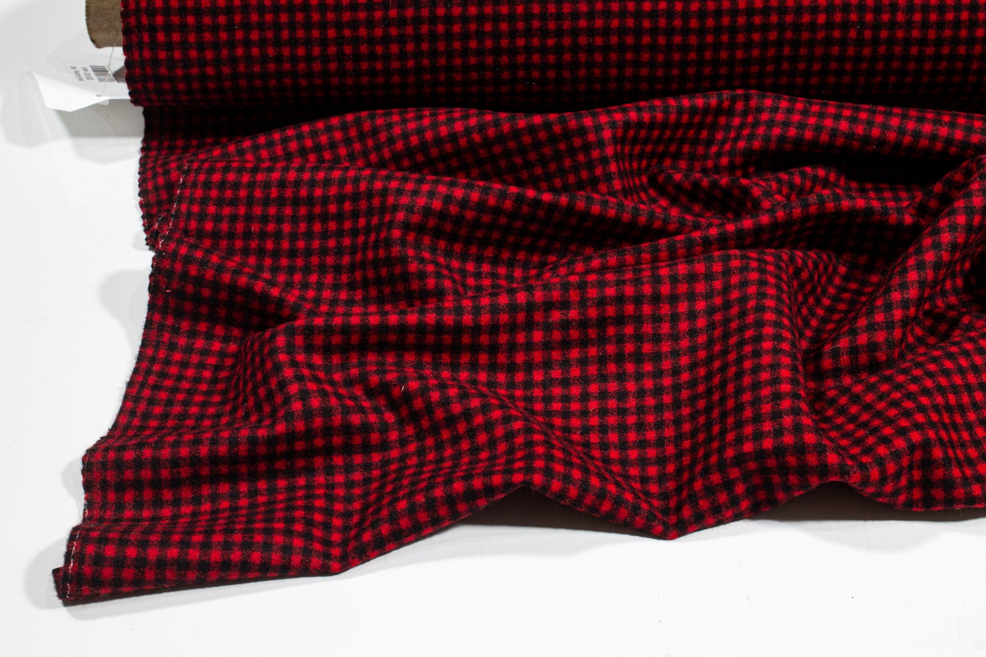 Red and Black Gingham Check Wool Suiting - Prime Fabrics