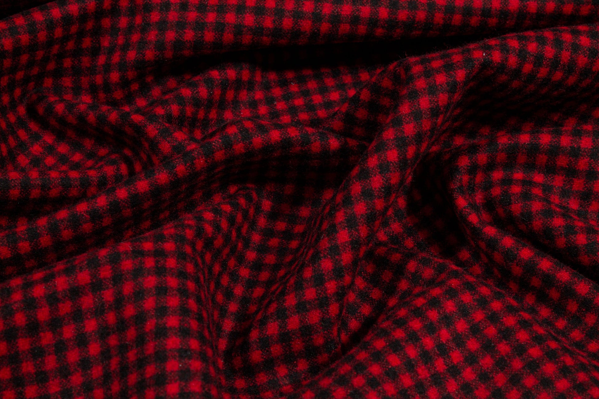 Red and Black Gingham Check Wool Suiting - Prime Fabrics