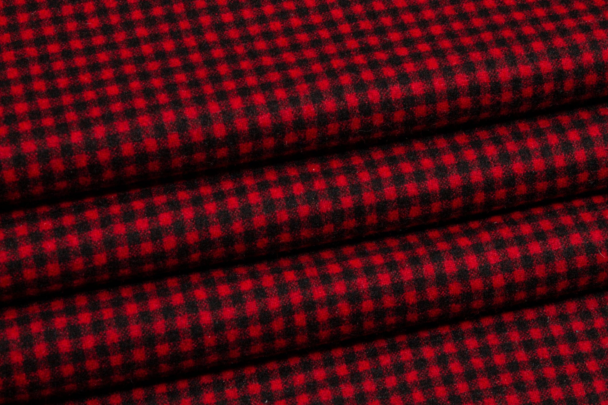 Red and Black Gingham Check Wool Suiting - Prime Fabrics