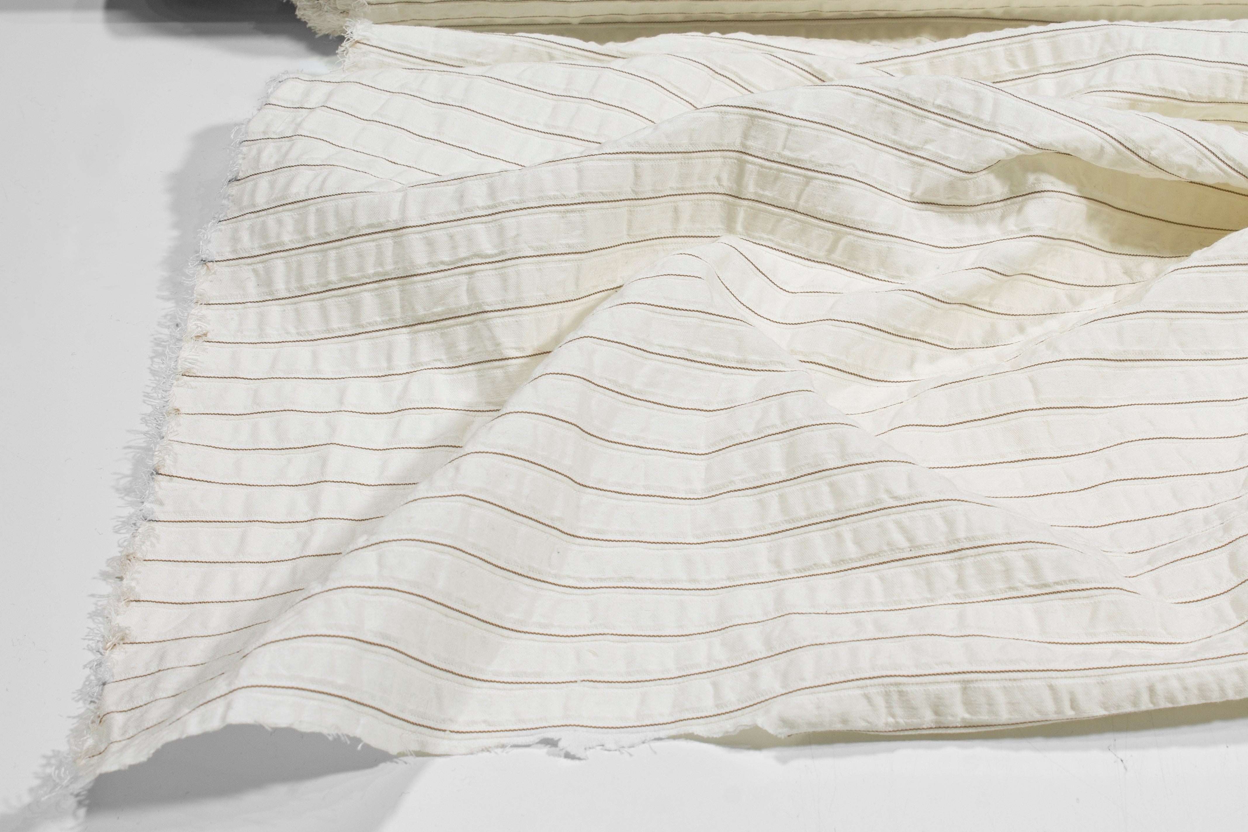 Striped Crinkled Cotton - Off White
