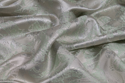 Abstract Metallic Brocade - Silver and Green
