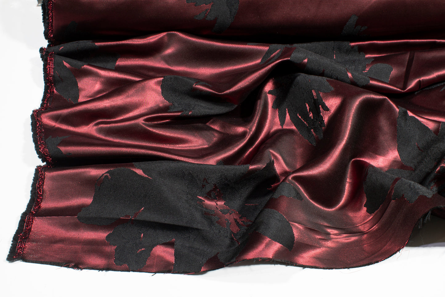 Metallic Floral Double-Faced Brocade - Burgundy and Black