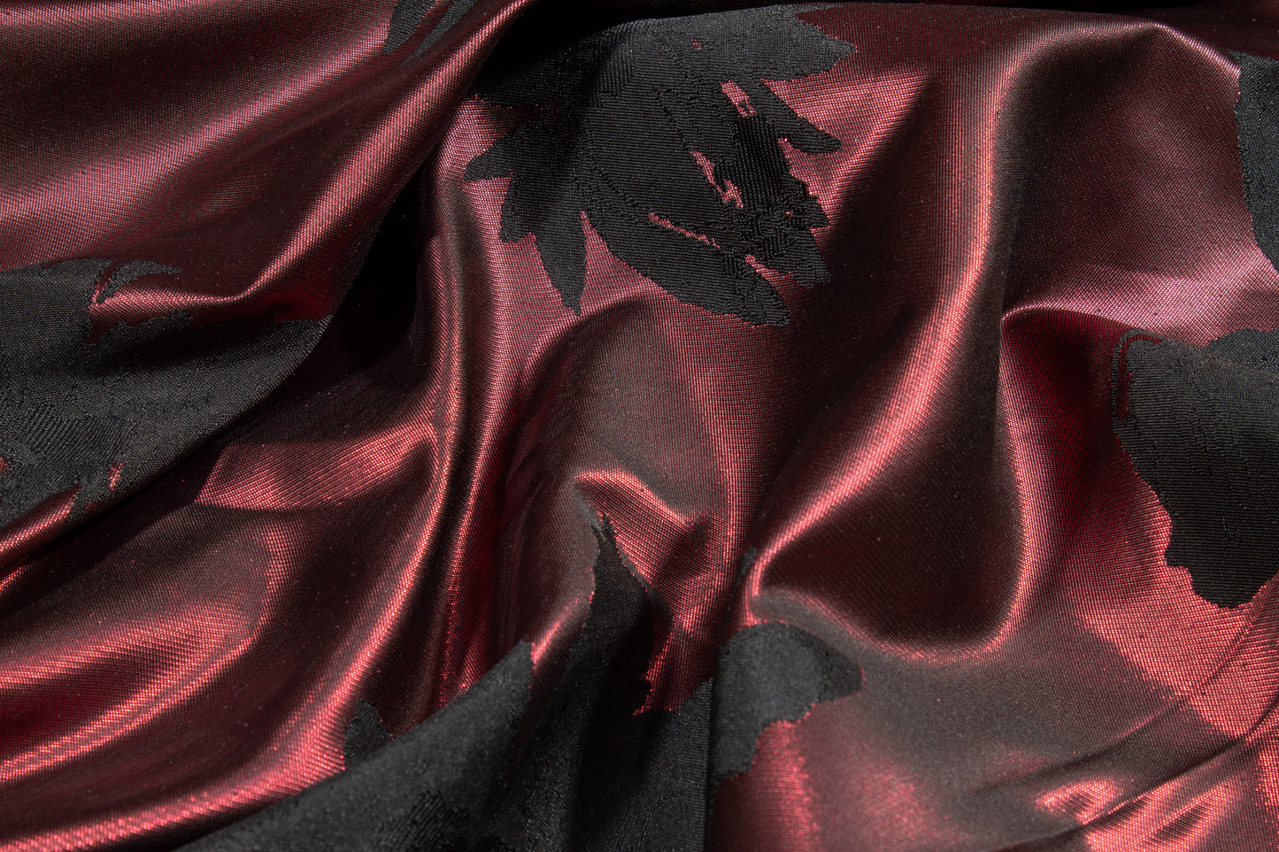 Metallic Floral Double-Faced Brocade - Burgundy and Black