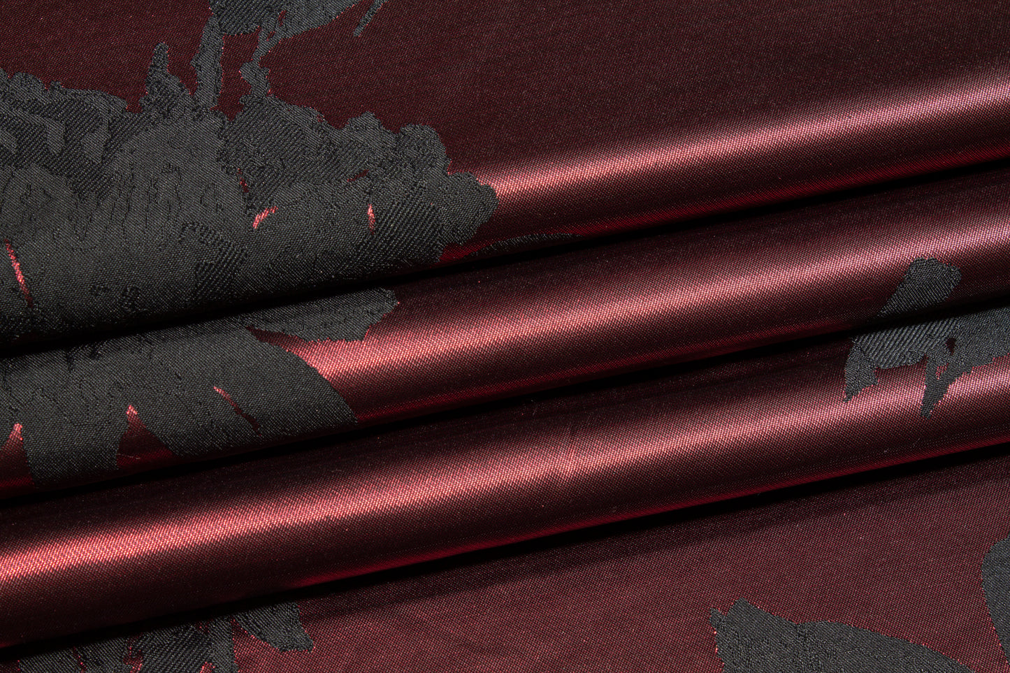 Metallic Floral Double-Faced Brocade - Burgundy and Black