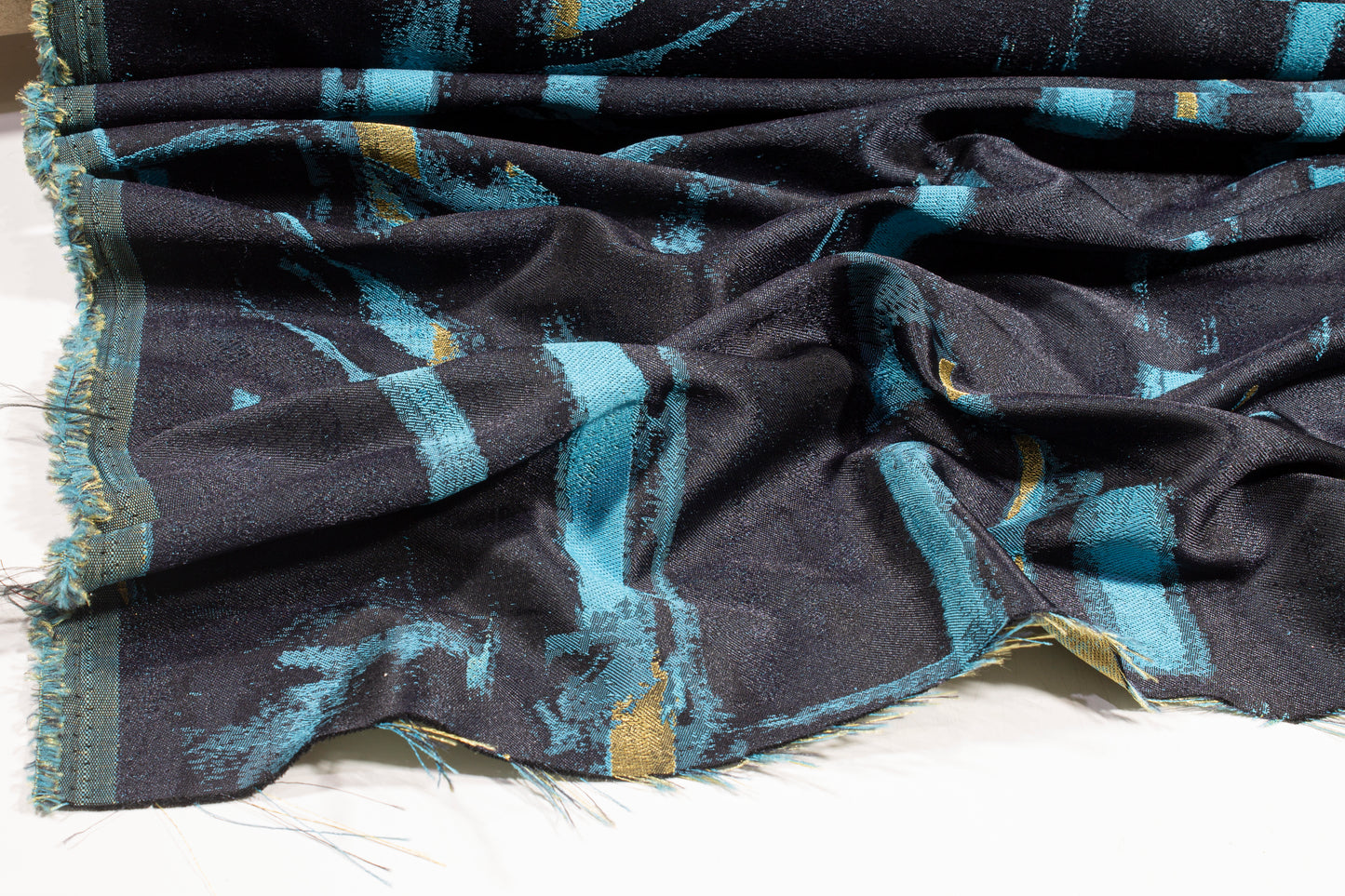 Abstract Metallic Brocade - Blue and Gold