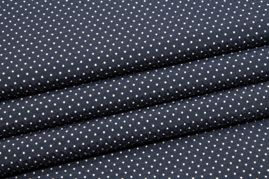 Polka Dot Poly Cotton Brocade - Navy and White