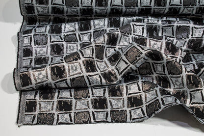 Geometric Metallic Brocade - Silver and Black