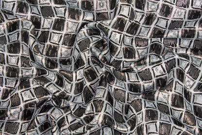 Geometric Metallic Brocade - Silver and Black