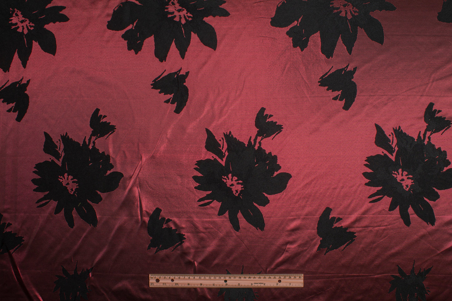 Metallic Floral Double-Faced Brocade - Burgundy and Black