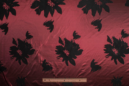 Metallic Floral Double-Faced Brocade - Burgundy and Black