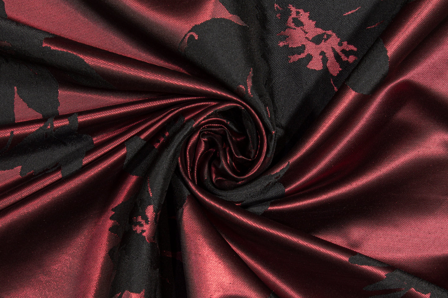Metallic Floral Double-Faced Brocade - Burgundy and Black