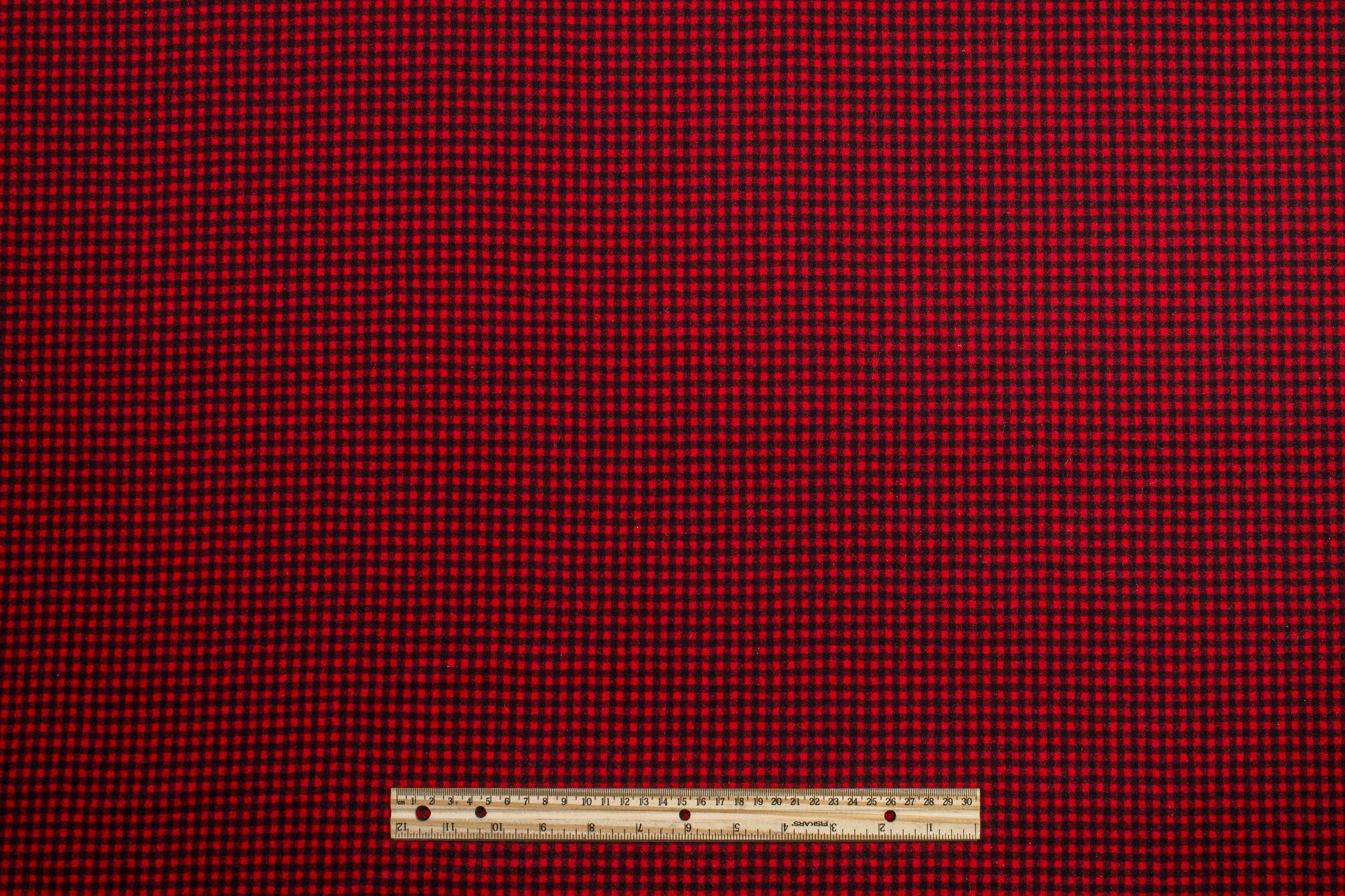 Red and Black Gingham Check Wool Suiting - Prime Fabrics
